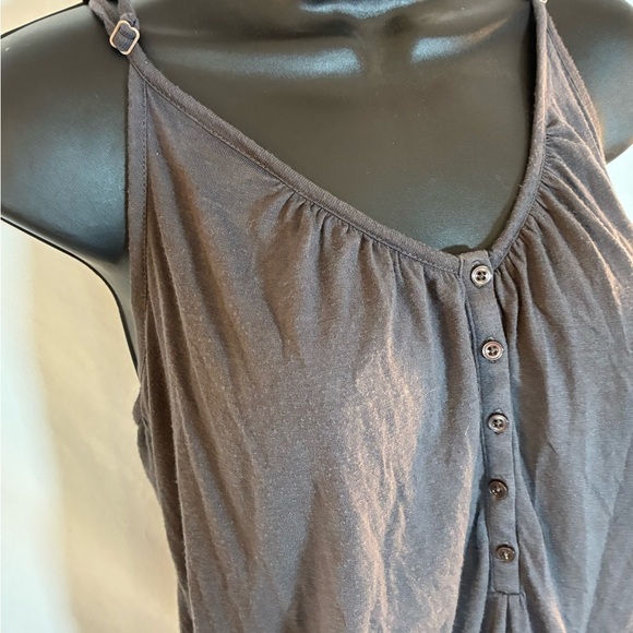 Joe's Jeans Medium Flowy V-neck Charcoal Sleeveless Tank Top Mock Button Down‎ - Picture 5 of 15